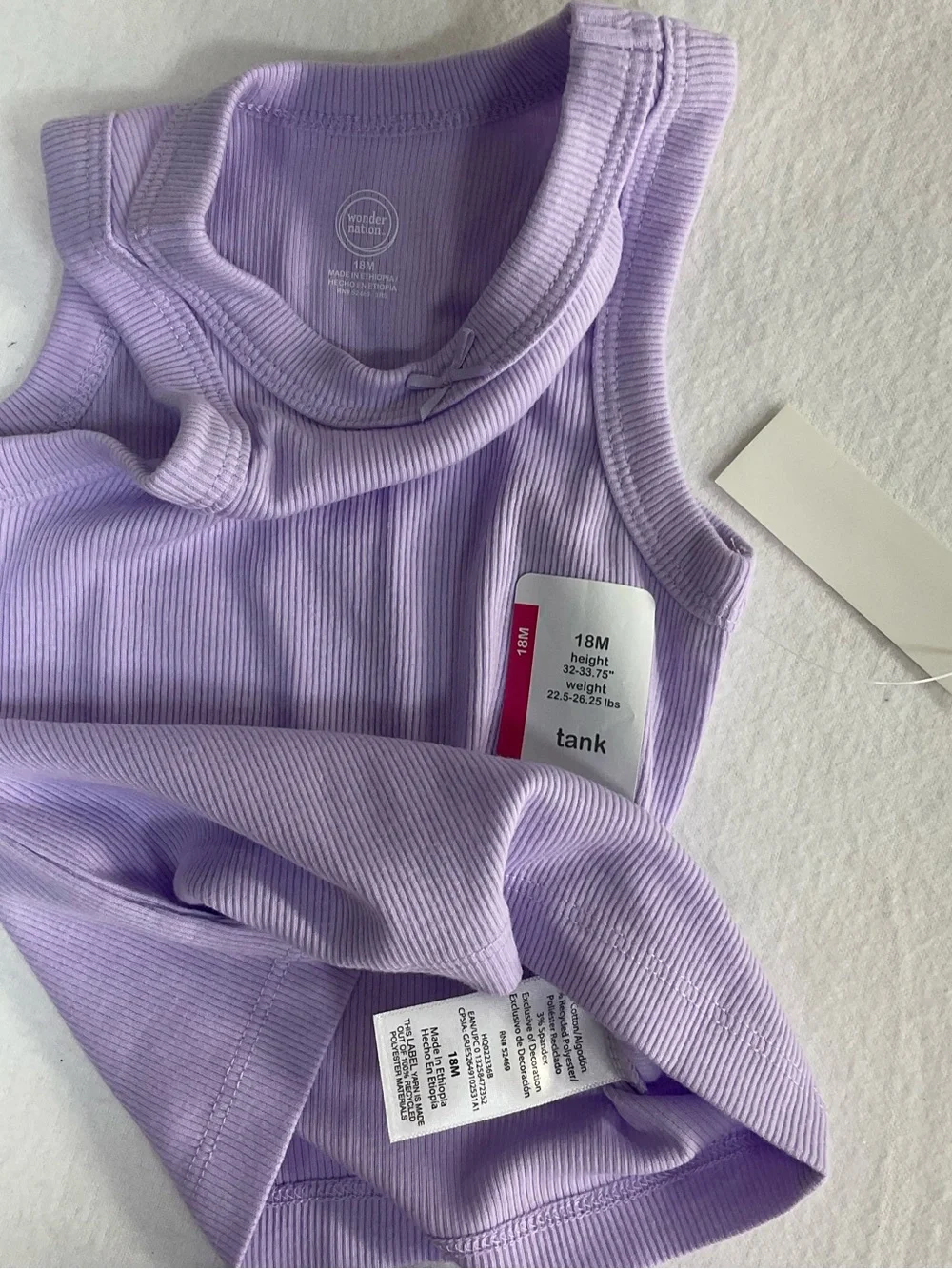 wonder nation Lilac Ribbed Tank and Bike Shorts Set
